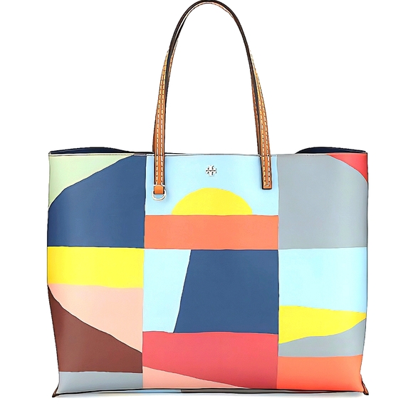 Tory Burch Handbags - Tory Burch Kerrington Square Printed Leather Tote (H 31cmX W 45cmX D 15cm)